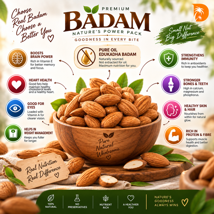 California Badam Bold - Imported & Hand-picked - 1kg
